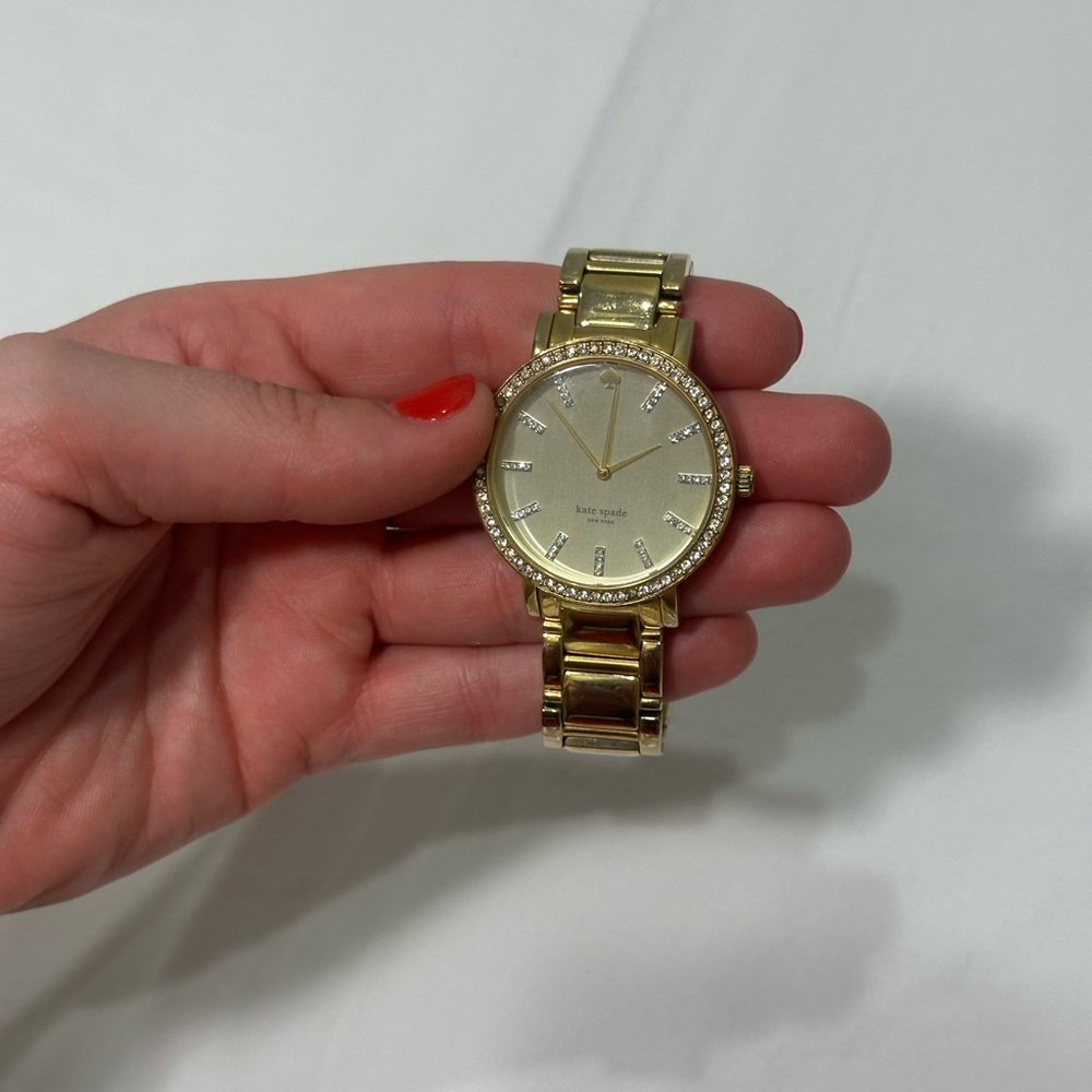 Kate Spade Womens Gramercy Grand Pave Bezel Gold 38mm Watch 130855